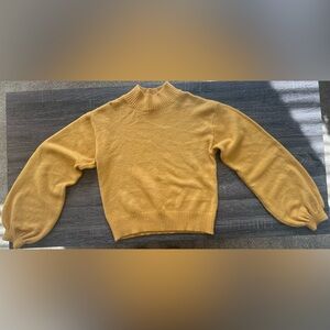 Mustard Yellow Cowl Neck Chunky Wool Sweater | Size XL
